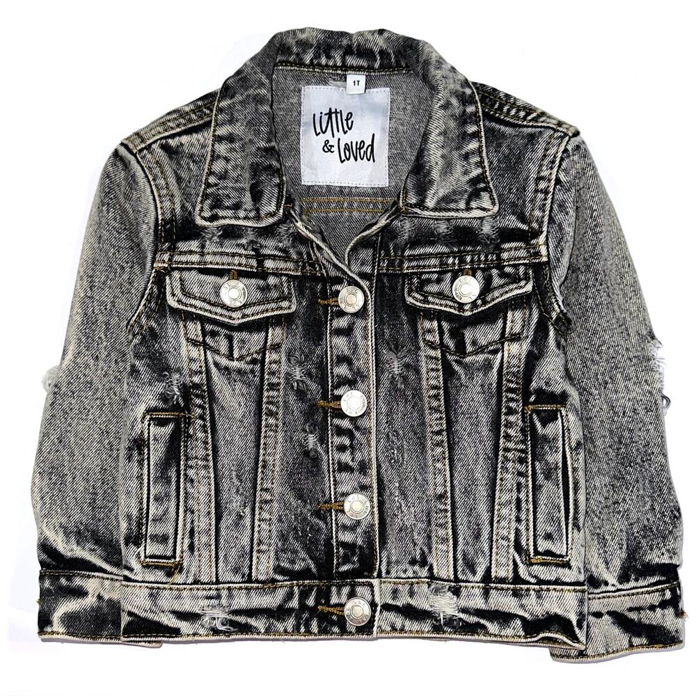 Little & Loved Kids Distressed Grey Denim Jacket Size 1T/12M